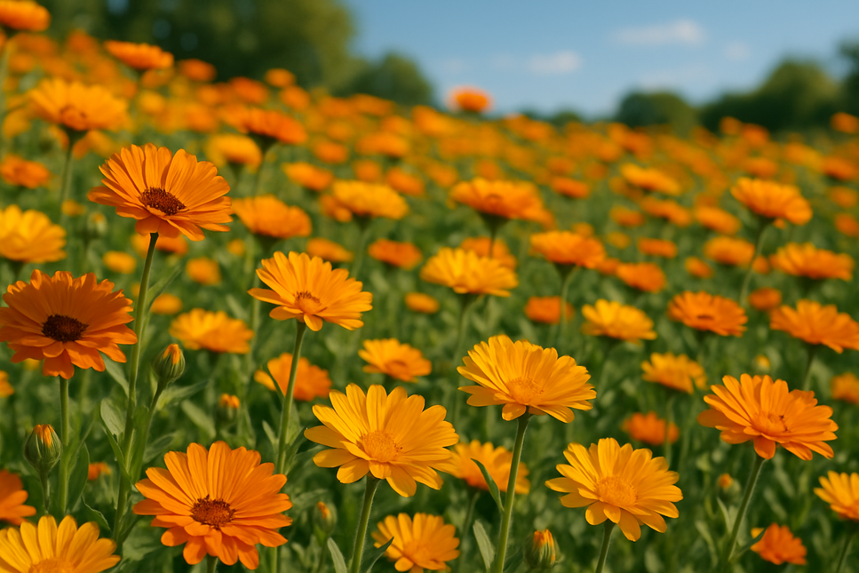 a field of calendula flowers